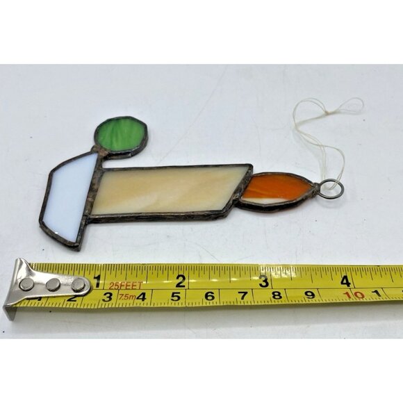 Vintage Stained Glass Candle Christmas Ornament Handmade Holiday Sun Catcher - Picture 8 of 10